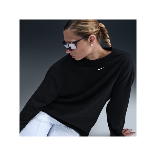 Damski T-shirt z długim rękawem o kroju oversize Nike Sportswear Essential - Czerń ze sklepu Nike poland w kategorii Bluzki damskie - zdjęcie 176026807