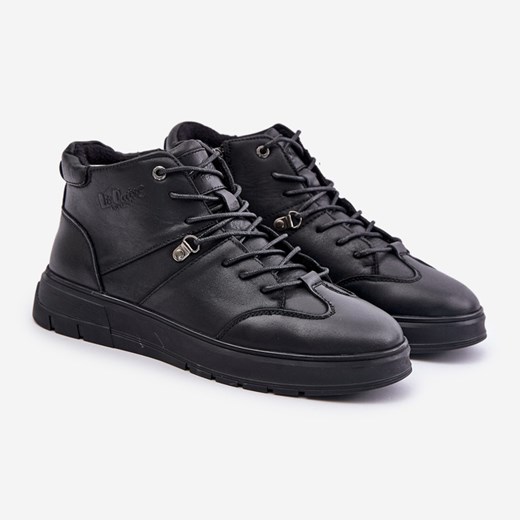 Buty zimowe męskie Lee Cooper czarne skórzane na zamek