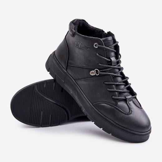Buty zimowe męskie Lee Cooper czarne skórzane