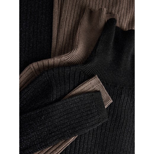 Reserved - Dzianinowa sukienka z drobinkami - czarny Reserved S Reserved