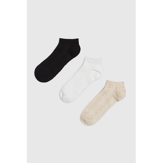 3 pack skarpetek czarny, biały, beżowy ze sklepu Moodo.pl w kategorii Skarpetki damskie - zdjęcie 176036258