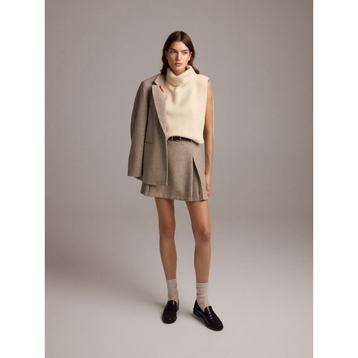 Reserved - Spódnica mini z wełną - wielobarwny Reserved L Reserved