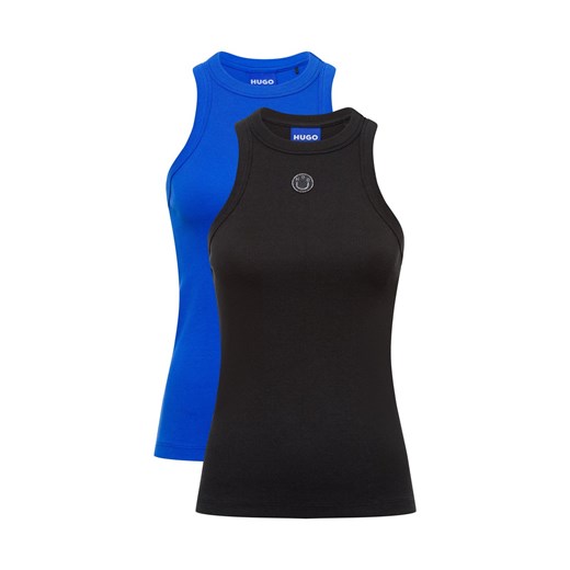 HUGO BLUE Top damski - 2-pak na prezent Kobiety Prążki czarny jednolity ze sklepu vangraaf w kategorii Bluzki damskie - zdjęcie 176039488