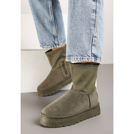 Śniegowce damskie Born2be zielone casual 