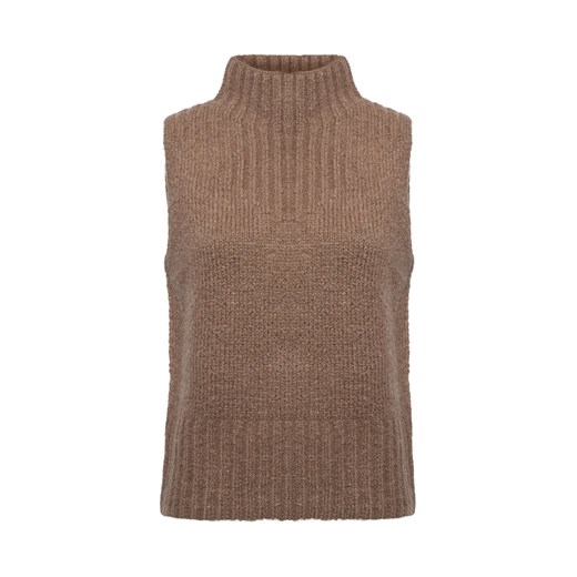 Opus Damska koszulka polo z dzianiny - Pogeti Kobiety błotnisty jednolity ze sklepu vangraaf w kategorii Kamizelki damskie - zdjęcie 176049999