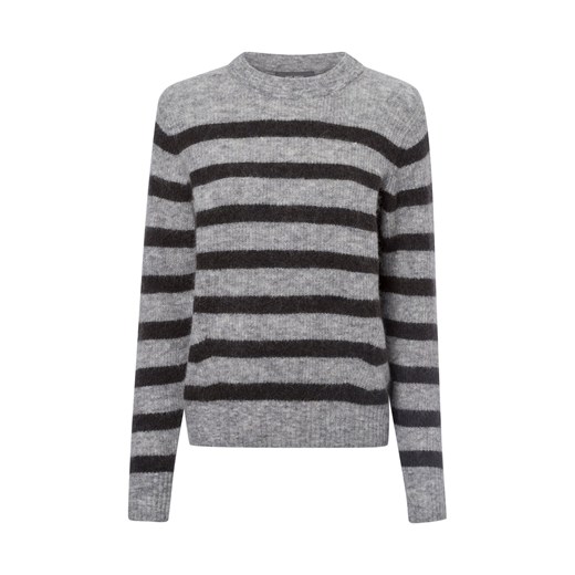 MOS MOSH Sweter damski z dzianiny z zawartością alpaki Kobiety jasny szary w paski ze sklepu vangraaf w kategorii Swetry damskie - zdjęcie 176050599