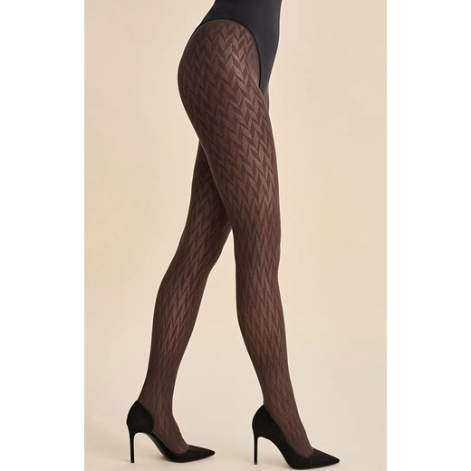 Kawowe rajstopy w jodełkę Reyna 60 DEN, Kolor kawowy, Rozmiar 2, Gabriella ze sklepu Intymna w kategorii Rajstopy - zdjęcie 176054585