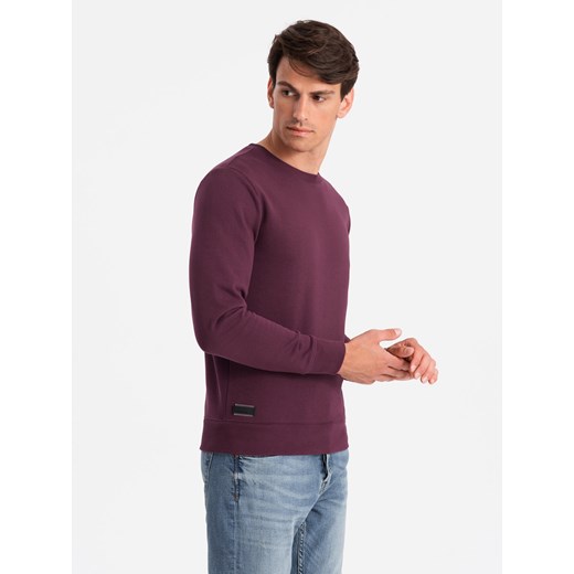 Męska nierozpinana bluza dresowa BASIC – bordowa V3 OM-SSBN-0159 ze sklepu ombre w kategorii Bluzy męskie - zdjęcie 176058485