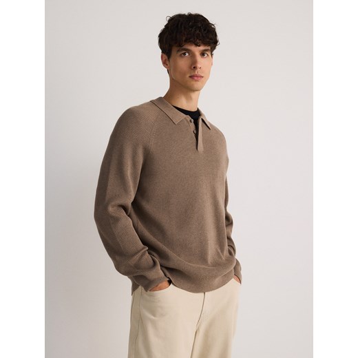 Reserved - Sweter polo - brązowy Reserved XL Reserved