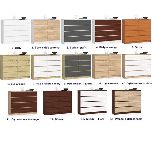Komoda z szufladami do sypialni dąb artisan + biały - Dalmos 3X Elior One Size Edinos.pl