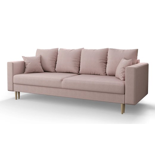 Różowa welurowa sofa rozkładana - Adante ze sklepu Edinos.pl w kategorii Sofy i kanapy - zdjęcie 176065388