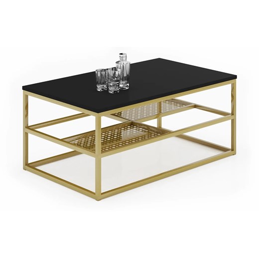 Prostokątna ława w stylu glamour czarny + złoty S6-E31 ze sklepu Edinos.pl w kategorii Stoły - zdjęcie 176065475