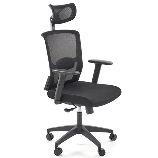 Czarny ergonomiczny fotel obrotowy z regulowanym zagłówkiem - Kenzo ze sklepu Edinos.pl w kategorii Krzesła biurowe - zdjęcie 176065646