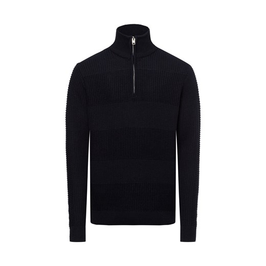 Jack & Jones Sweter - JJHugo Mężczyźni Sztuczne włókno granatowy wypukły wzór tkaniny ze sklepu vangraaf w kategorii Swetry męskie - zdjęcie 176073908