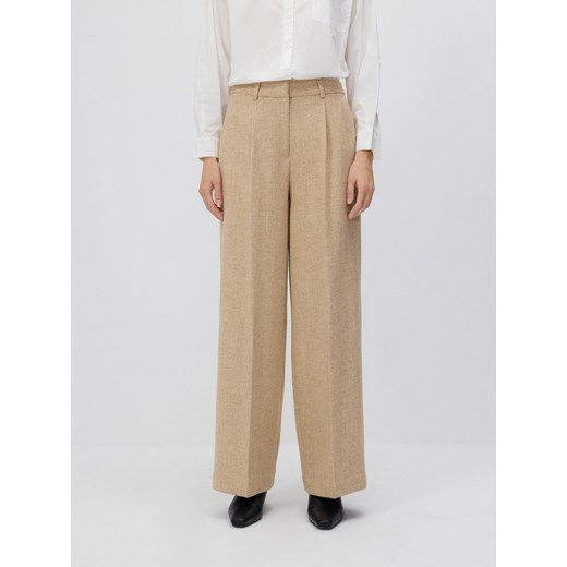 Reserved - Spodnie z wełną - kremowy Reserved XS Reserved