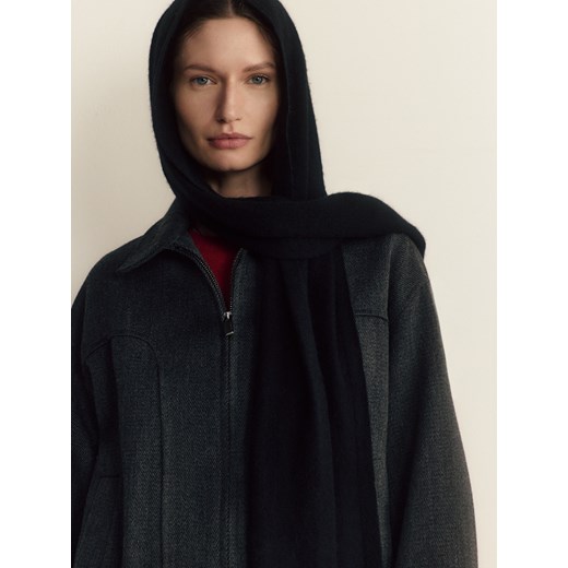 Reserved - Wełniany szal z kaszmirem - czarny ze sklepu Reserved w kategorii Szaliki i chusty damskie - zdjęcie 176082526