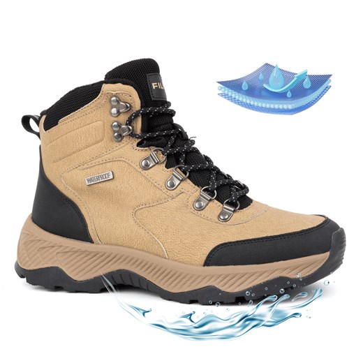 Trekkingi męskie buty zimowe za kostkę wysokie Filippo MTR6653/24 beżowe ze sklepu butyolivier w kategorii Buty trekkingowe męskie - zdjęcie 176085215