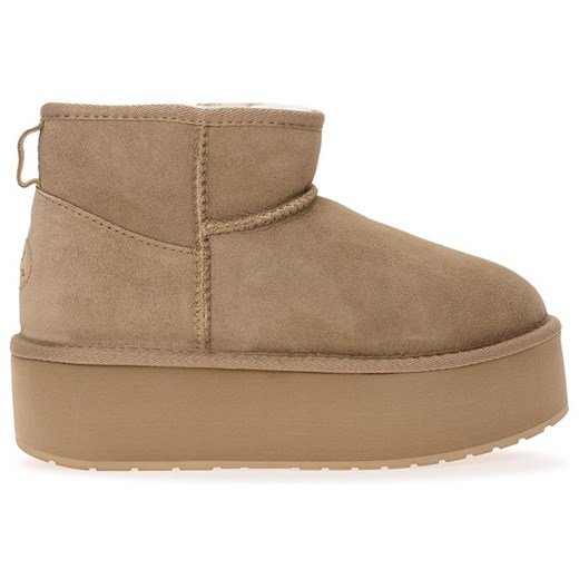 Buty Emu Australia Stinger Micro Flatform W13082ALMO - beżowe ze sklepu streetstyle24.pl w kategorii Śniegowce damskie - zdjęcie 176086018
