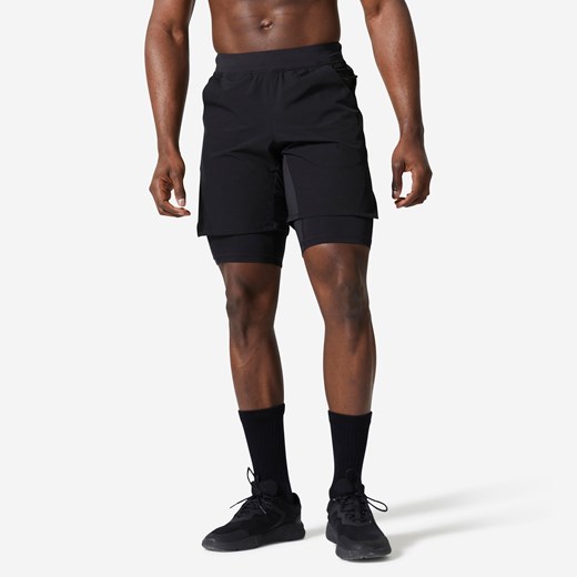 Spodenki fitness cardio męskie Domyos 2 w 1 Domyos 40 M Decathlon