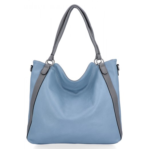 Torebka Damska Shopper Bag XL firmy Hernan HB0337 Błękitna ze sklepu PaniTorbalska w kategorii Torby Shopper bag - zdjęcie 176228369