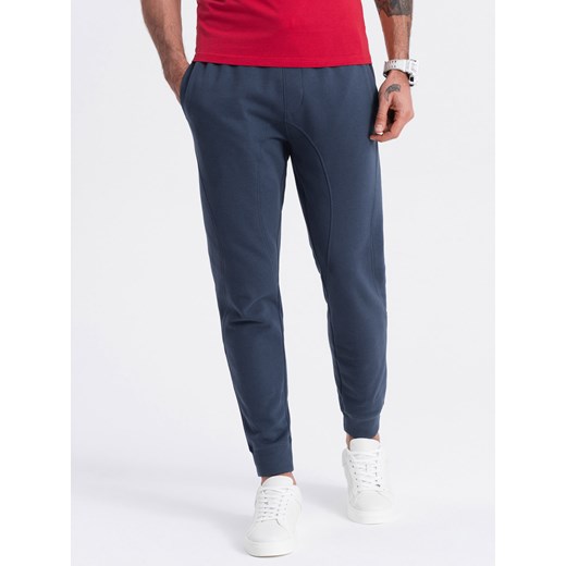 Spodnie męskie dresowe typu jogger - granatowe V4 OM-PABS-0173 M ombre