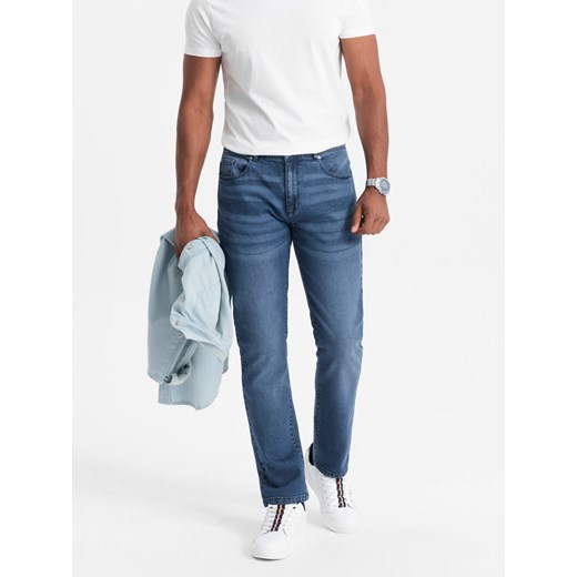 Spodnie męskie jeansowe STRAIGHT LEG - niebieskie V3 OM-PADP-0133 M ombre