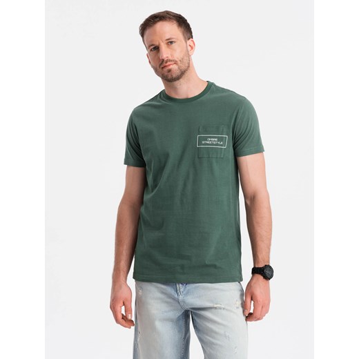 Bawełniany t-shirt męski z nadrukiem na kieszonce Ombre Streetstyle – L ombre