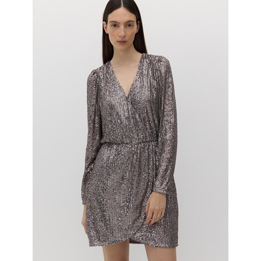 Reserved - Sukienka z cekinami - jasnoszary Reserved XL Reserved