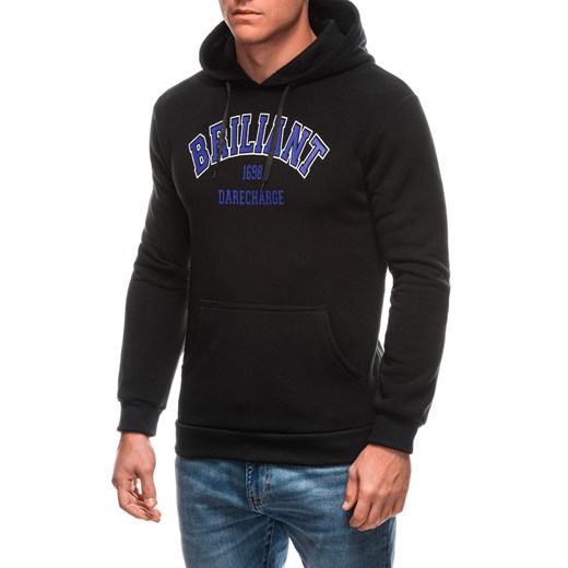 Bluza męska z kapturem 1687B - czarna ze sklepu Edoti w kategorii Bluzy męskie - zdjęcie 176231449