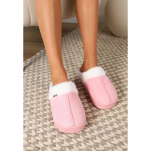 Różowe Kapcie na Płaskiej Podeszwie z Futerkiem Lerivena ze sklepu renee.pl w kategorii Kapcie damskie - zdjęcie 176233685