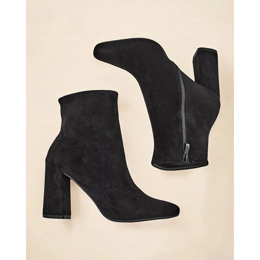 Botki Royalfashion.pl czarne na obcasie eleganckie 