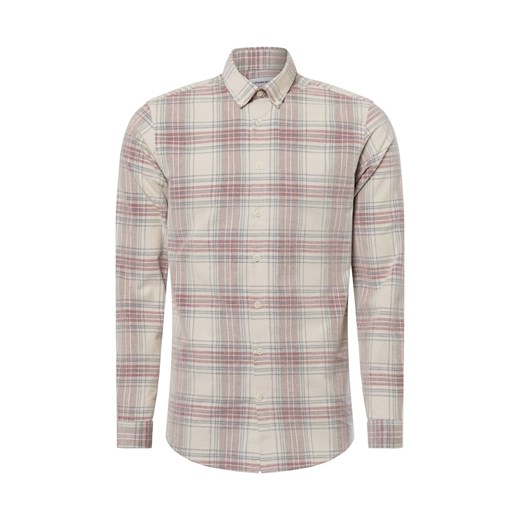 Lindbergh Męska koszula casual Mężczyźni Comfort Fit Bawełna beżowy w kratkę ze sklepu vangraaf w kategorii Koszule męskie - zdjęcie 176237376