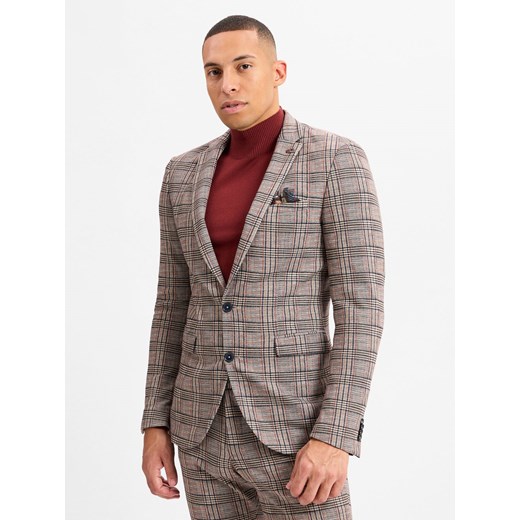 Finshley & Harding London Męska kurtka modułowa - Brixdon Mężczyźni Slim Fit beżowy w kratkę ze sklepu vangraaf w kategorii Marynarki męskie - zdjęcie 176237419