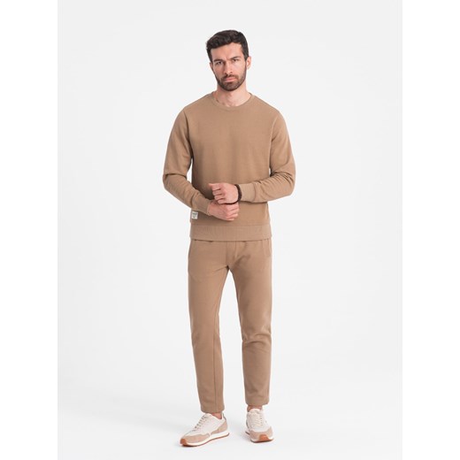 Komplet męski dresowy bluza + spodnie – brązowy V2 Z78 M ombre