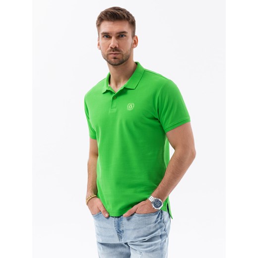 Koszulka męska polo z dzianiny pique - zielony V25 S1374 XL okazja ombre