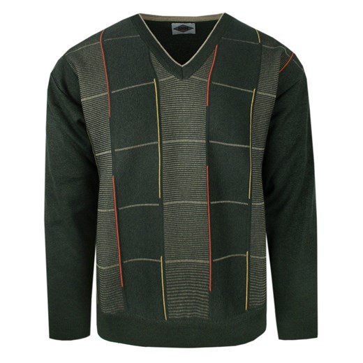 Zielony Sweter Męski - V-neck (Serek) - Kings - Zielony SWKNGS63506zielV ze sklepu JegoSzafa.pl w kategorii Swetry męskie - zdjęcie 176245816