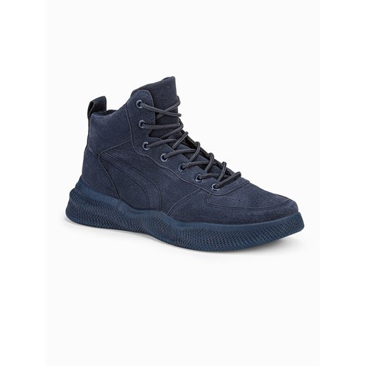 Buty męskie sneakersy wysokie - granatowe V5 T380 ze sklepu ombre w kategorii Buty sportowe męskie - zdjęcie 176246478