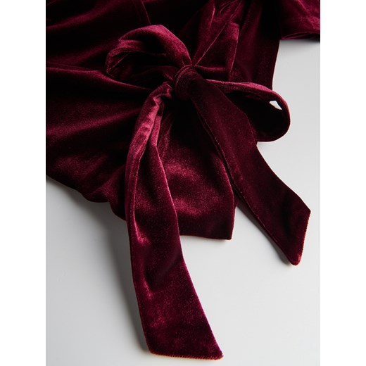 Reserved - Aksamitna sukienka z wiązaniem - bordowy Reserved L Reserved