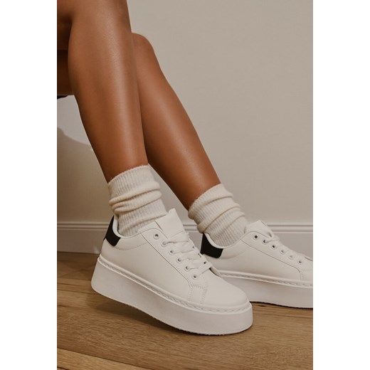 Biało-Czarne Casualowe Sneakersy na Grubej Podeszwie Tiadonia ze sklepu born2be.pl w kategorii Buty sportowe damskie - zdjęcie 176250427