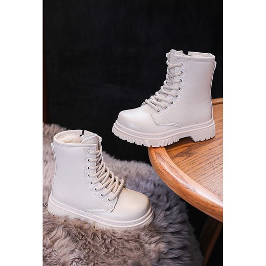 Buty zimowe dziecięce Rock & Joy sznurowane beżowe 