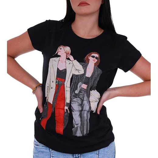 Czarna bawełniana koszulka t-shirt z dziewczynami /H2 K23 ub793S191/ M Pantofelek24.pl okazja