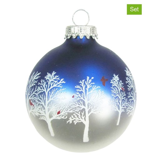 Krebs Glas Lauscha Bombki (4 szt.) w kolorze srebrno-niebieskim - Ø 7 cm ze sklepu Limango Polska w kategorii Dekoracje bożonarodzeniowe - zdjęcie 176256517