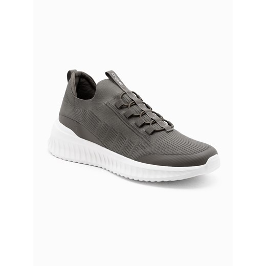 Męskie buty sneakersy wsuwane wykonane z lekkich materiałów - khaki V2 OM-FOKS-0149 ze sklepu ombre w kategorii Buty sportowe męskie - zdjęcie 176261498