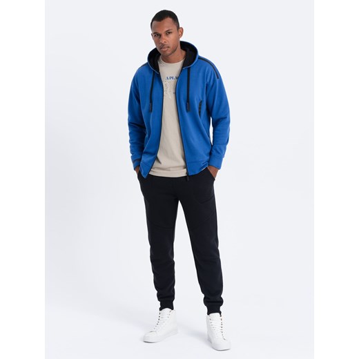 Bluza męska rozpinana z kapturem - niebieska V5 OM-SSZP-22FW-006 S ombre