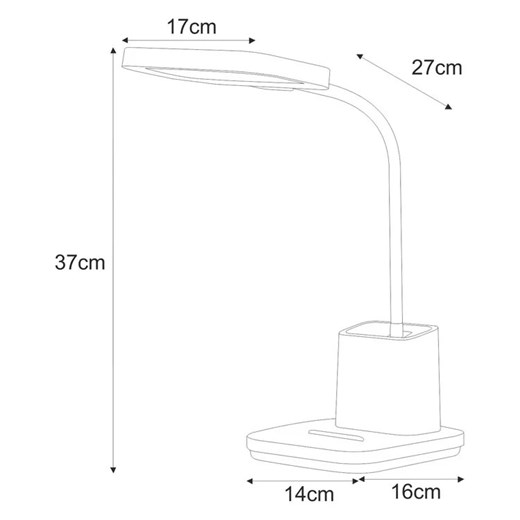 Biała regulowana lampka biurkowa LED z pojemnikiem - A684-Azla Lumes One Size Edinos.pl