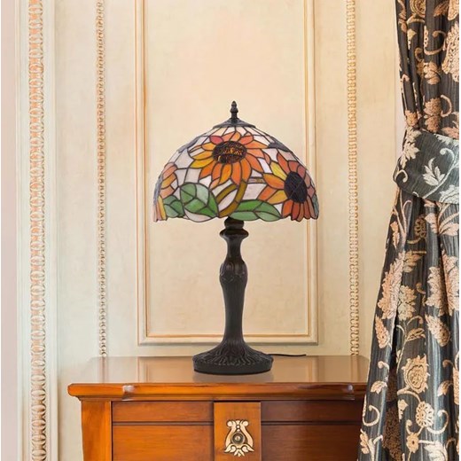 Lampa stołowa szklana z kloszem w słoneczniki - A660-Ahra Lumes One Size Edinos.pl