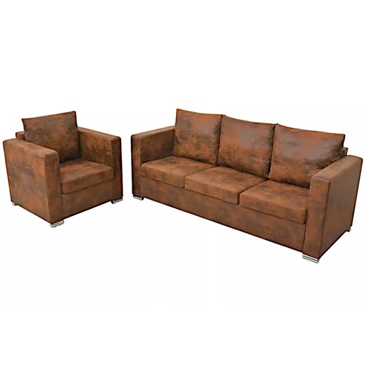 3-osobowa sofa i fotel do salonu - Lemis ze sklepu Edinos.pl w kategorii Sofy i kanapy - zdjęcie 176264377
