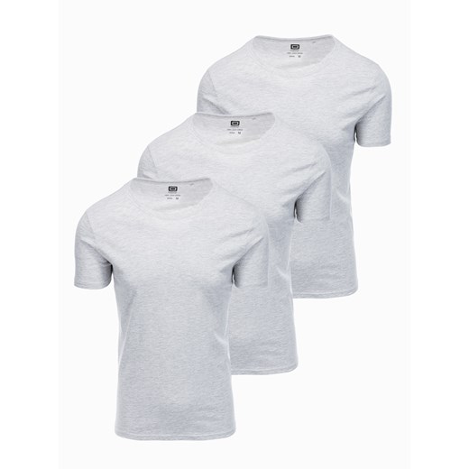 Zestaw koszulek bawełnianych BASIC 3-pak - szary melanż V16 Z30 ze sklepu ombre w kategorii T-shirty męskie - zdjęcie 176276588