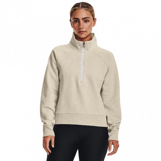 Damska bluza dresowa nierozpinana bez kaptura Under Armour UA Rival Fleece HZ - beżowa ze sklepu Sportstylestory.com w kategorii Bluzy damskie - zdjęcie 176280755