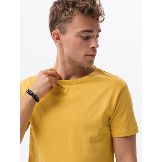 T-shirt męski bawełniany BASIC - musztardowy V8 S1370 XXL promocja ombre